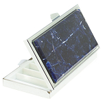 Таблетница карманная прямоугольная на 7 отделений с зеркалом и накладкой из натурального камня Содалит Silver Stone Pillboxes варинант исполнения - 1 | Loft Concept в Барнауле