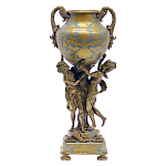 Ваза голубого цвета из фарфора с золотым растительным орнаментом и бронзовыми фигурками женщин Eden Garden porcelain and bronze варинант исполнения - 2 | Loft Concept в Барнауле