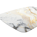 Обеденный стол с прямоугольной столешницей из стекла на черных металлических ножках White Marble варинант исполнения - 4 | Loft Concept в Барнауле