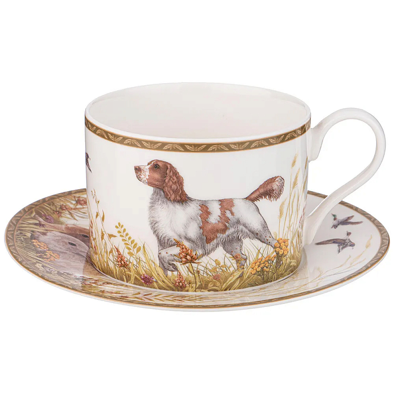 Чайная пара из фарфора с изображением собаки и зайцев 300 мл Hunting Porcelain Collection Белый Коричневый Мульти Чайная пара из фарфора с изображением собаки и зайцев 300 мл Hunting Porcelain Collection Белый Коричневый Мульти в Барнауле | Loft Concept
