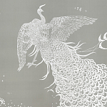 Обои ручная роспись в стиле Арт-деко Whistler Peacocks Special Colourway on Pale Grey dyed silk варинант исполнения - 1 | Loft Concept в Барнауле