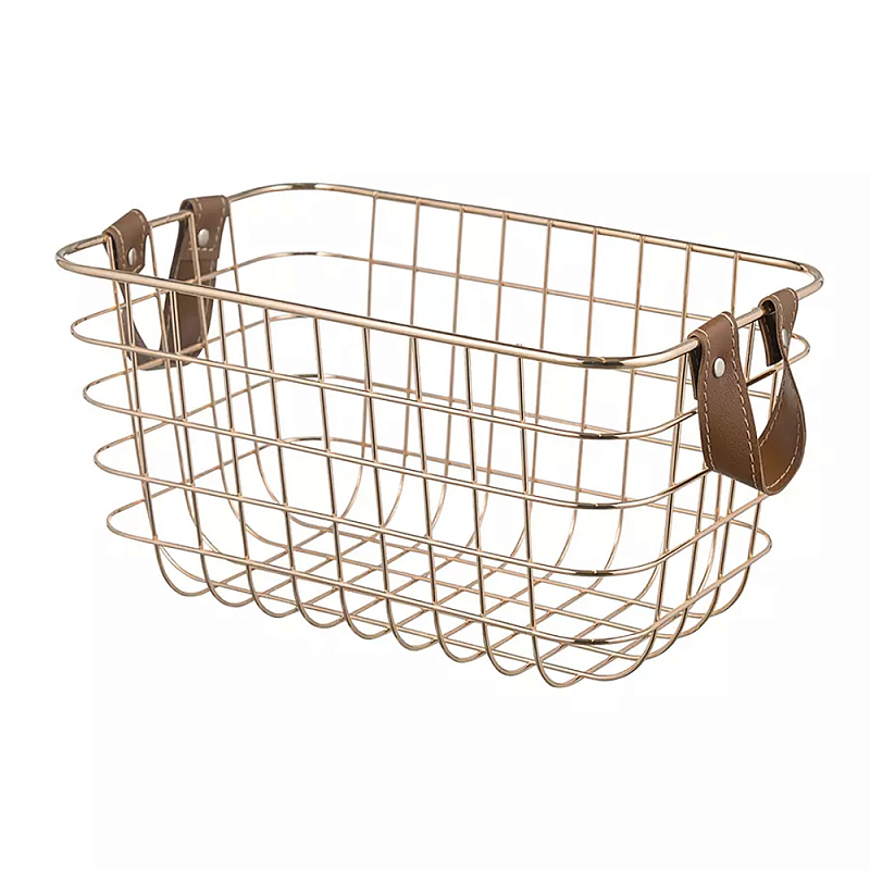 Корзина для хранения железная с ручками Iron Basket золотая Золотой Корзина для хранения железная с ручками Iron Basket золотая Золотой в Барнауле | Loft Concept