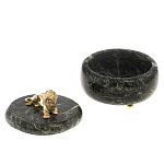 Шкатулка из натурального камня змеевик с фигуркой льва Stone Casket варинант исполнения - 3 | Loft Concept в Барнауле