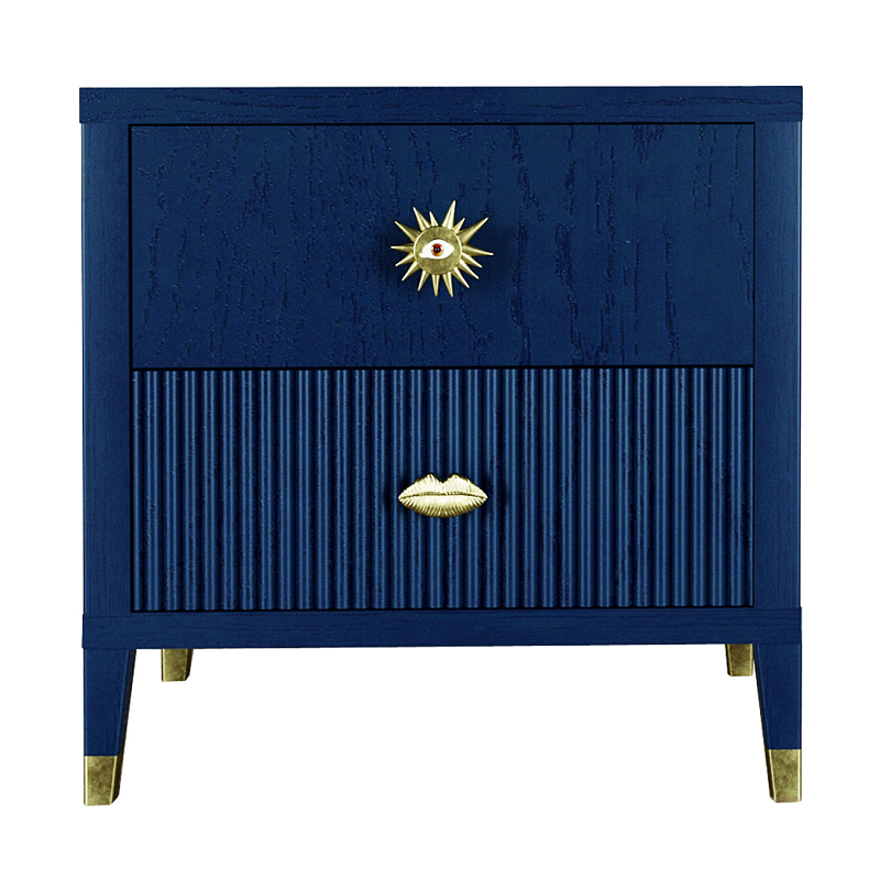 Тумба прикроватная с двумя ящиками Elsa Dreams Blue Синий в Барнауле | Loft Concept 