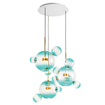 Люстра подвесная с прозрачными бирюзовыми стеклянными шарами и круглым основанием 3 лампы Giopato & Coombes варинант исполнения - 3 | Loft Concept в Барнауле