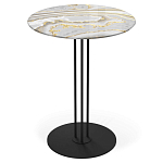 Стол журнальный с круглой столешницей из стекла Gray and Gold Marble варинант исполнения - 1 | Loft Concept в Барнауле
