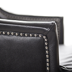 Кресло из натуральной кожи на 4-х деревянных ножках из массива бука Daniel Leather Armchair black варинант исполнения - 4 | Loft Concept в Барнауле