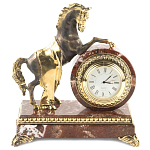 Часы настольные бронзовые с декором в виде коня Horse Stone Clock варинант исполнения - 1 | Loft Concept в Барнауле