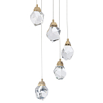 Каскадная люстра с 5-ю хрустальными плафонами Esme Crystal Brass Chandelier варинант исполнения - 2 | Loft Concept в Барнауле