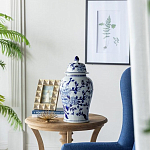 Ваза с крышкой и синим цветочным узором Blue & White Ornament  варинант исполнения - 5 | Loft Concept в Барнауле