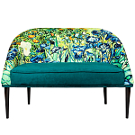 Диван двухместный из натурального бука зеленый с цветочным принтом Impressionism in Art варинант исполнения - 1 | Loft Concept в Барнауле