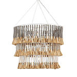 Люстра трехъярусная с декором из круглых деревянных бусин с кисточками Gray Brown Wooden Beads Chandelier варинант исполнения - 2 | Loft Concept в Барнауле