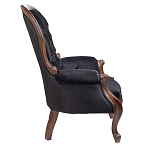 Кресло с мягкой обивкой из черного велюра на 4-х деревянных ножках Evelyn Classical Armchair варинант исполнения - 2 | Loft Concept в Барнауле