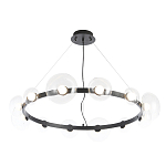 Люстра подвесная круглая с 12-ю прозрачными куполообразными плафонами и черным металлическим основанием Flos Wireline Lighting варинант исполнения - 3 | Loft Concept в Барнауле
