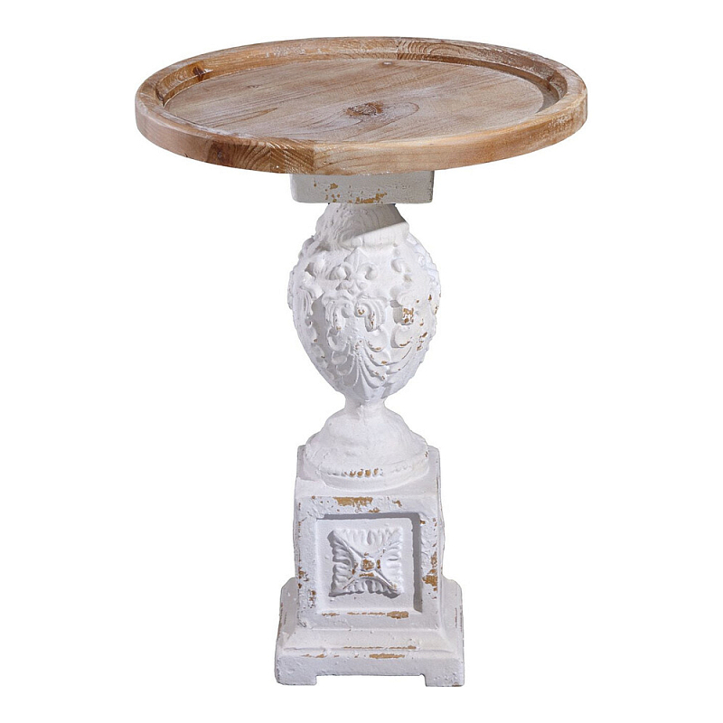 Приставной столик с резным античным узором Antique Engraving Белый Кремовый в Барнауле | Loft Concept 