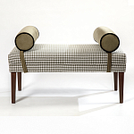 Банкетка Banquette PIED DE POULE с принтом гусиная лапка и бежевыми подлокотниками  варинант исполнения - 3 | Loft Concept в Барнауле