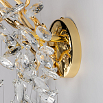 Бра золотого цвета с декоративными ветвями и прозрачными подвесками в форме листьев Droplet Chandelier варинант исполнения - 5 | Loft Concept в Барнауле