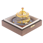 Икорница с декором "Осетр" с гравировкой на подставке из натурального камня Агат Decorative Cavair Dishes варинант исполнения - 4 | Loft Concept в Барнауле