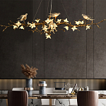 Люстра в виде золотой ветки с цветами и птичками Marvelous Garden варинант исполнения - 4 | Loft Concept в Барнауле