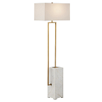 Торшер с прямоугольным абажуром на белом мраморном основании Asymmetry on Marble варинант исполнения - 4 | Loft Concept в Барнауле