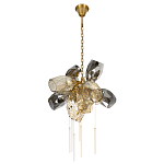 Люстра подвесная со стеклянными плафонами из дымчатого и золотистого с шестью вертикальными подвесками Gilded Mirage  варинант исполнения - 5 | Loft Concept в Барнауле