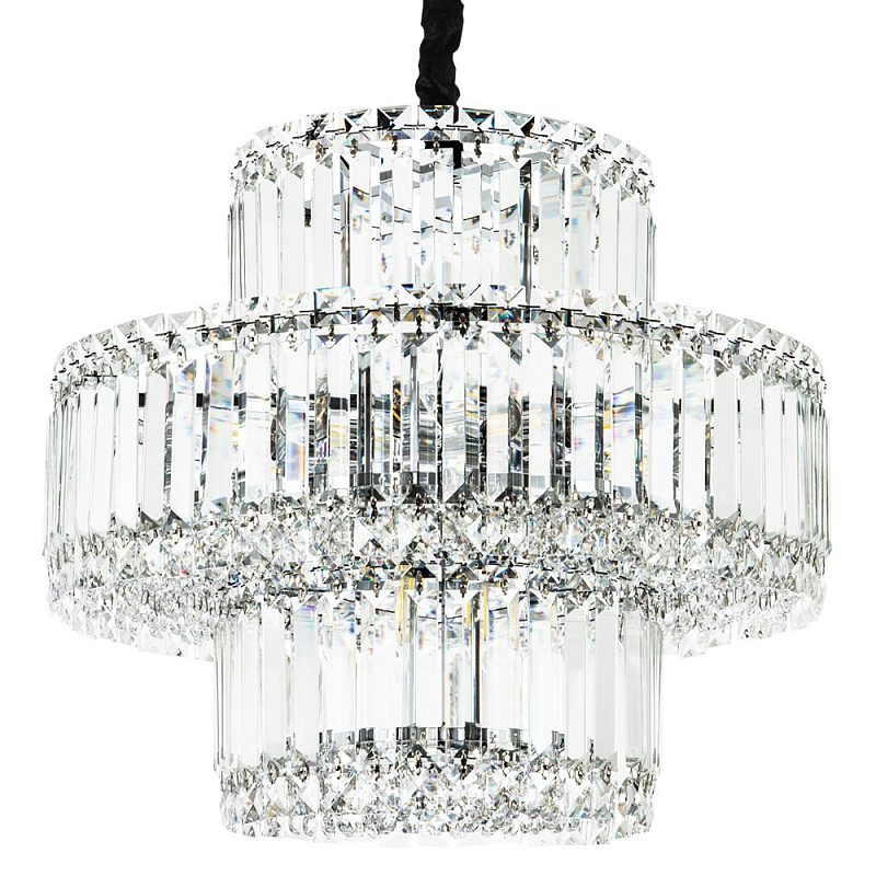 Круглая люстра с хрустальным декором Harmonica Crystal Round Chrome Chandelier Прозрачное Стекло Хром Круглая люстра с хрустальным декором Harmonica Crystal Round Chrome Chandelier Прозрачное Стекло Хром в Барнауле | Loft Concept