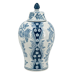 Ваза с крышкой и голубым цветочным рисунком на белом фоне Blue & White Ornament варинант исполнения - 2 | Loft Concept в Барнауле