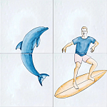 Плитка с узором Дельфин Серфингист варинант исполнения - 2 | Loft Concept в Барнауле