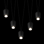 Подвесной светильник черными плафонами на длинных пересекающихся тросах Construction варинант исполнения - 4 | Loft Concept в Барнауле