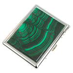 Портсигар на 10 сигарет с газовой зажигалкой из натурального камня Малахит Stone Cigarettes Cases варинант исполнения - 1 | Loft Concept в Барнауле