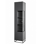 Шкаф-витрина цвета графит с полками и стеклянной дверью Strict Lines варинант исполнения - 1 | Loft Concept в Барнауле