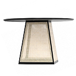 Обеденный стол с круглой чёрной столешницей и плетёным основанием Savanna Round Table варинант исполнения - 1 | Loft Concept в Барнауле