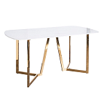 Стол обеденный белый с золотыми глянцевыми ножками Laconic White Table варинант исполнения - 1 | Loft Concept в Барнауле