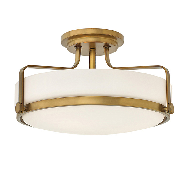 Потолочный светильник с круглым матовым белым плафоном Hinkley Латунь Белый Хром в Барнауле | Loft Concept 