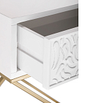 Приставной столик с выдвижным ящиком  White Table Carved Pattern варинант исполнения - 3 | Loft Concept в Барнауле