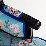 Кресло из натурального бука бирюзовое с изображением птиц и цветов Turquoise Chinoiserie Garden Armchair варинант исполнения - 4 | Loft Concept в Барнауле