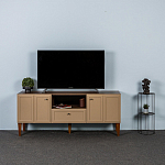 ТВ-тумба бежевая из массива бука с 2-мя дверками и ящиком Wenge Light варинант исполнения - 5 | Loft Concept в Барнауле