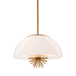 Подвесной светильник золотого цвета с полусферическим опаловым плафоном и декоративным элементом Elstead Lighting варинант исполнения - 1 | Loft Concept в Барнауле