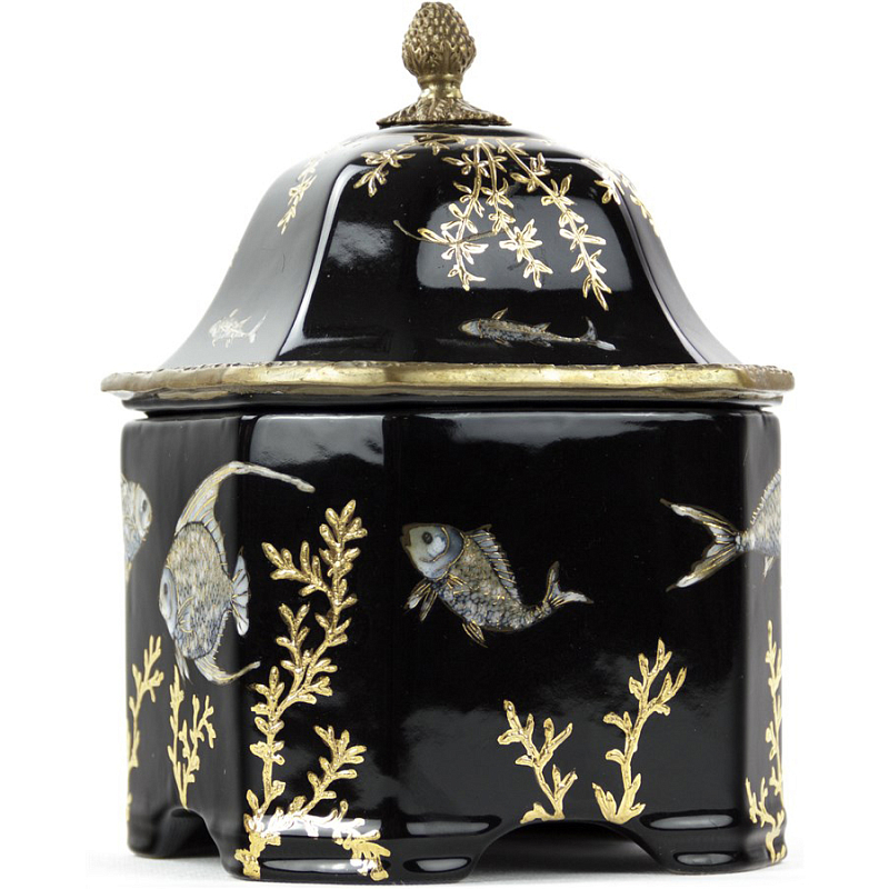 Шкатулка Box Fish Chinoiserie Черный Бронза Золотой Шкатулка Box Fish Chinoiserie Черный Бронза Золотой в Барнауле | Loft Concept