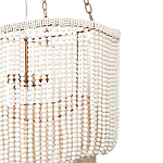 Трехъярусная люстра с подвесками из круглых деревянных бусин белая White Beads Three-tier Chandelier  варинант исполнения - 6 | Loft Concept в Барнауле