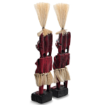 Комплект из 2-х деревянных статуэток Asmat Straw Headdress Statuettes Red Turquoise варинант исполнения - 2 | Loft Concept в Барнауле