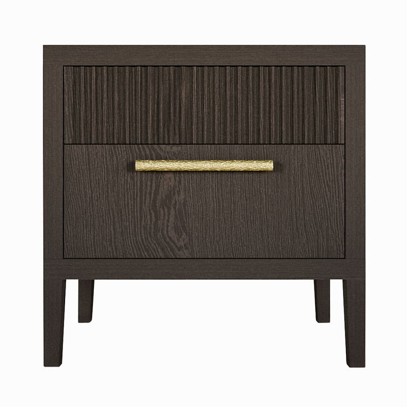 Прикроватная Тумбочка Primo с двумя ящиками Темный орех Орех Золотой в Барнауле | Loft Concept 