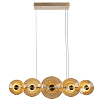 Люстра подвесная светодиодная со стеклянными плафонами янтарного цвета в форме дисков Savio Glass Disc варинант исполнения - 2 | Loft Concept в Барнауле