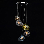 Люстра каскадная с 5-ю разноцветными стеклянными плафонами Kaleido варинант исполнения - 3 | Loft Concept в Барнауле