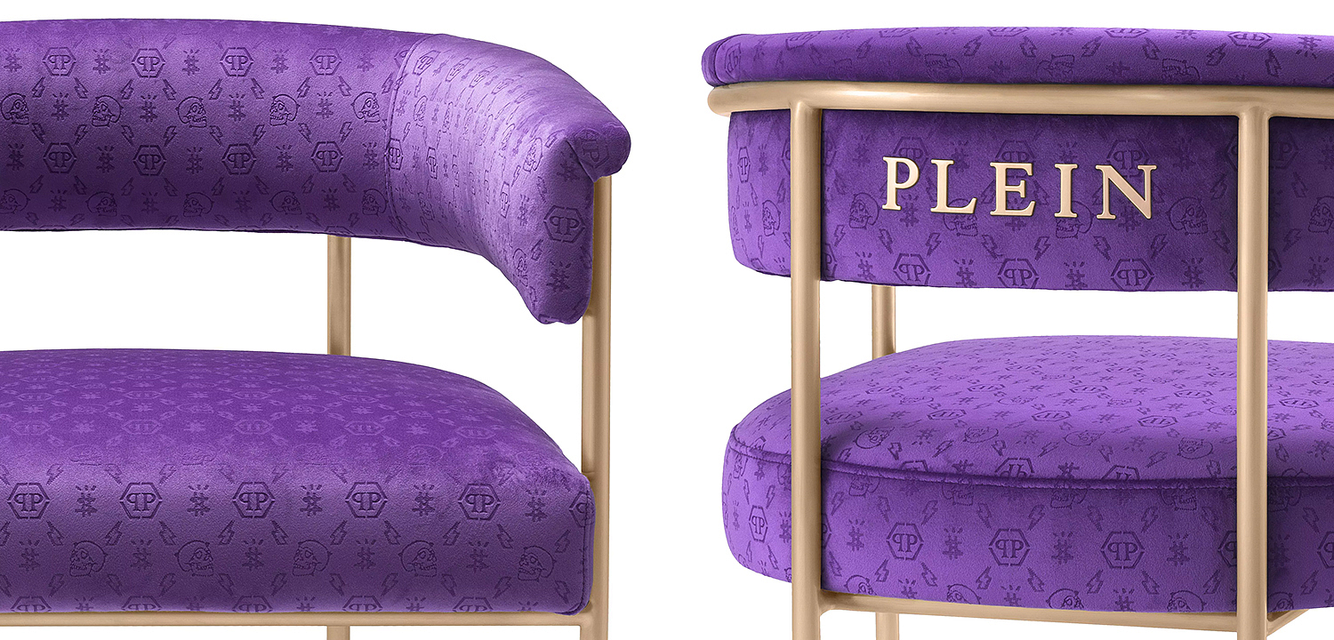 Стул Philipp Plein Dining Chair Monogram Фиолетовый Стул Philipp Plein Dining Chair Monogram Фиолетовый - Loft-Concept в Барнауле