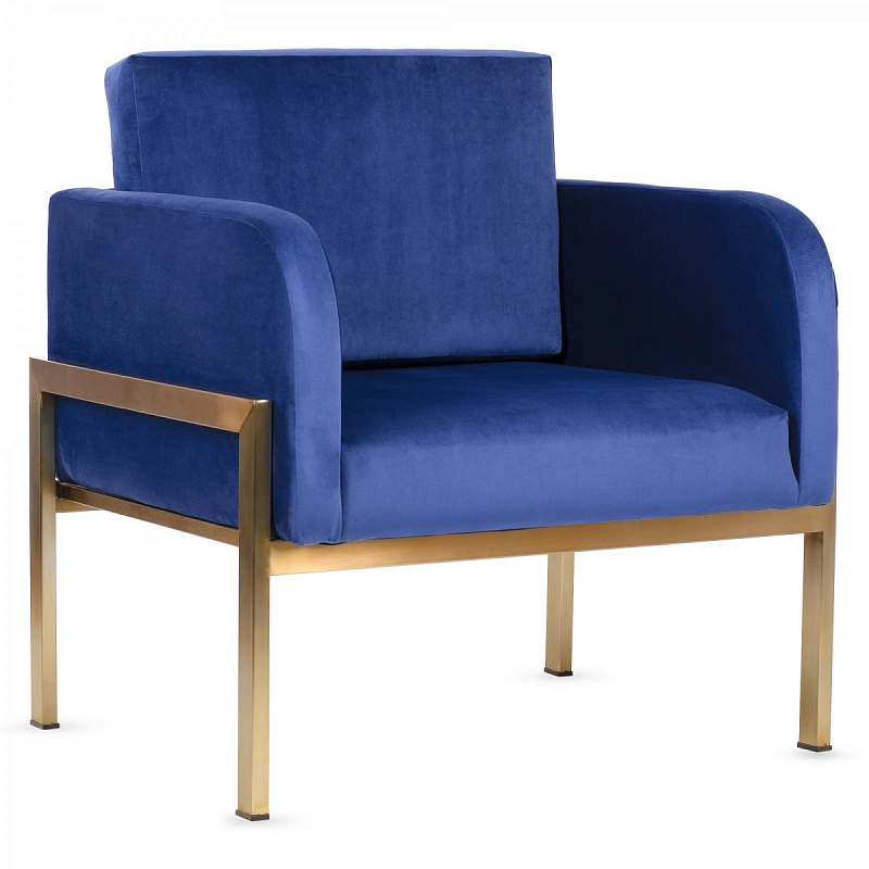 Кресло Velvet Ardmore Chair blue Синий Латунь Кресло Velvet Ardmore Chair blue Синий Латунь в Барнауле | Loft Concept