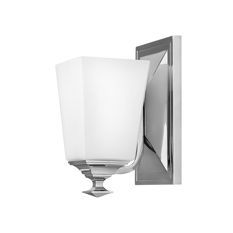 Бра с белым матовым плафоном на прямоугольном основании цвета хром Hinkley Хром Белый в Барнауле | Loft Concept 