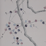Обои ручная роспись Plum Blossom Special Colourway on Lilac Hint dyed silk варинант исполнения - 2 | Loft Concept в Барнауле