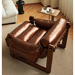 Кресло-диван кожаное на деревянном каркасе Medieval Furniture варинант исполнения - 1 | Loft Concept в Барнауле