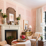 Обои ручная роспись Jharokha Arches Original colourway on pink painted Xuan paper варинант исполнения - 3 | Loft Concept в Барнауле